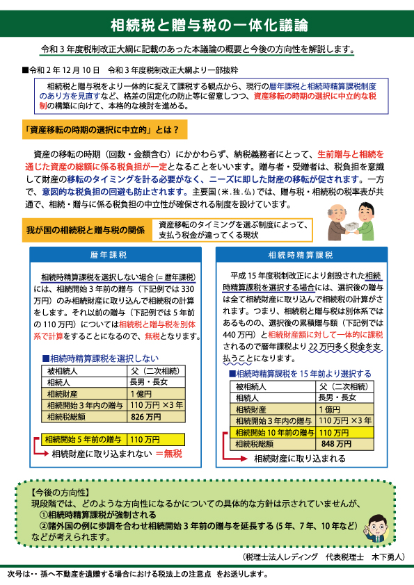 相続税と贈与税の一体化議論 【愛知・名古屋】土地活用の情報専門サイト ひよこ土地活用